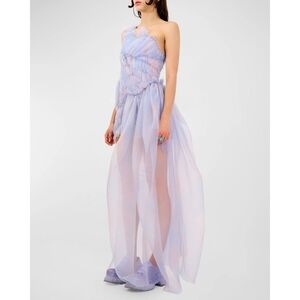 Collina Strada Periwinkle Plaid Jazzelle silk Organza Lilac Dress Sz M